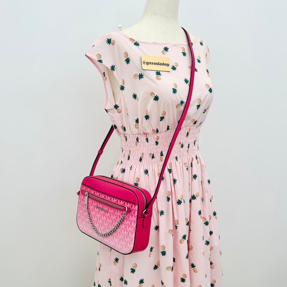 Michael Kors Jet Set Large Ombré Signature Logo Crossbody Body Bag Dragonfruit - Picture 10 of 10